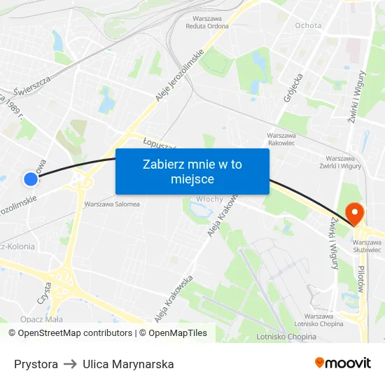 Prystora to Ulica Marynarska map