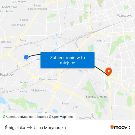 Śmigielska to Ulica Marynarska map
