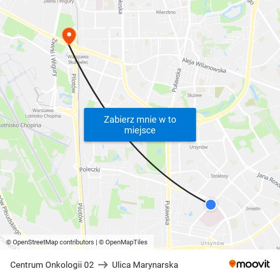 Centrum Onkologii 02 to Ulica Marynarska map