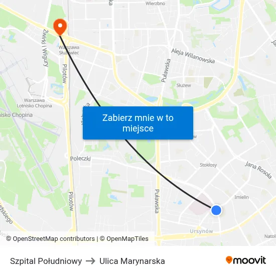 Szpital Południowy to Ulica Marynarska map