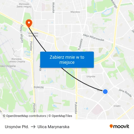Ursynów Płd. to Ulica Marynarska map