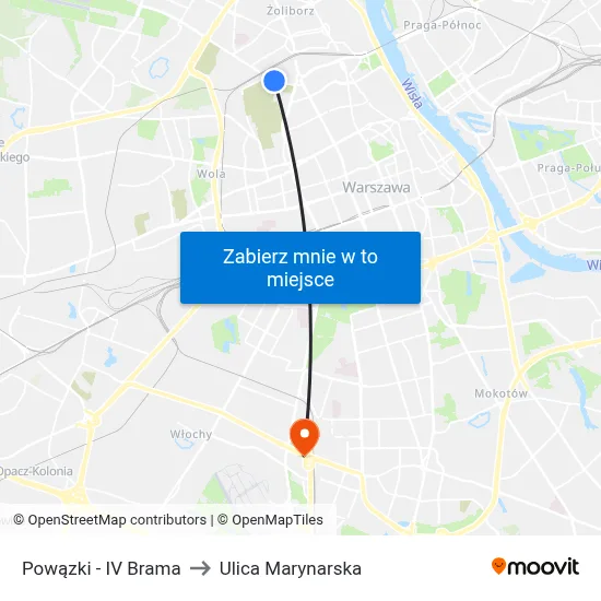 Powązki - IV Brama to Ulica Marynarska map