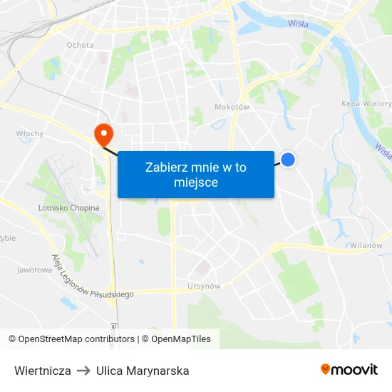 Wiertnicza to Ulica Marynarska map
