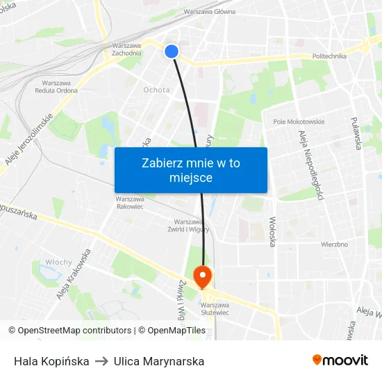 Hala Kopińska to Ulica Marynarska map