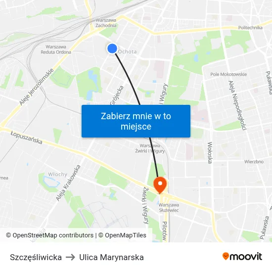 Szczęśliwicka to Ulica Marynarska map