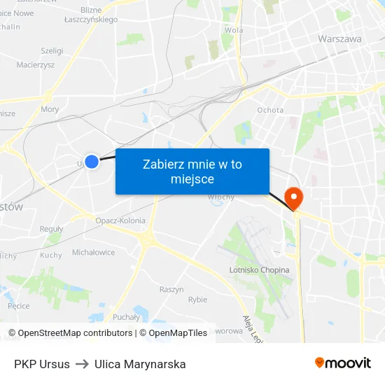 PKP Ursus to Ulica Marynarska map