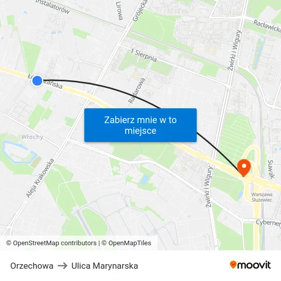 Orzechowa to Ulica Marynarska map