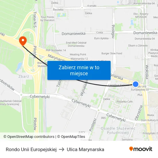 Rondo Unii Europejskiej to Ulica Marynarska map