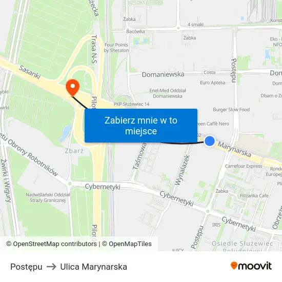 Postępu to Ulica Marynarska map