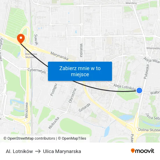 Al. Lotników to Ulica Marynarska map