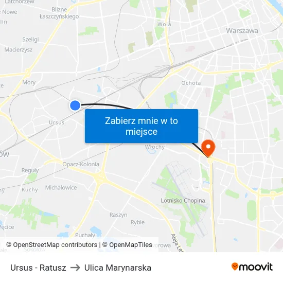 Ursus - Ratusz to Ulica Marynarska map