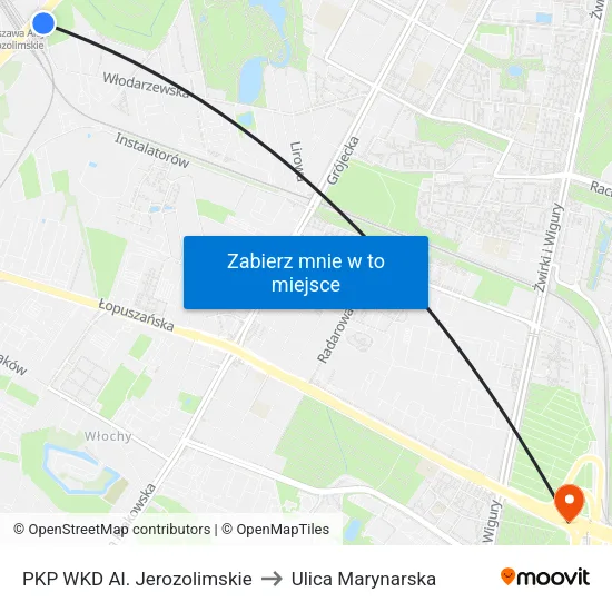 PKP WKD Al. Jerozolimskie to Ulica Marynarska map