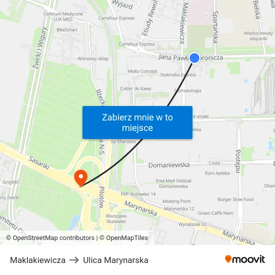 Maklakiewicza to Ulica Marynarska map