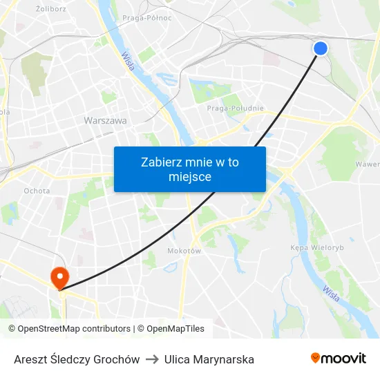 Areszt Śledczy Grochów to Ulica Marynarska map