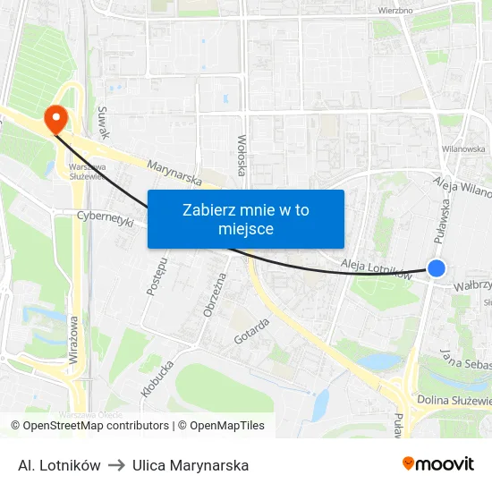 Al. Lotników to Ulica Marynarska map