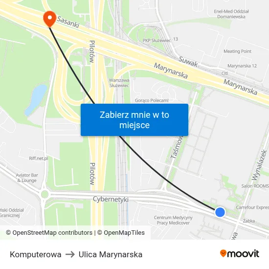 Komputerowa to Ulica Marynarska map