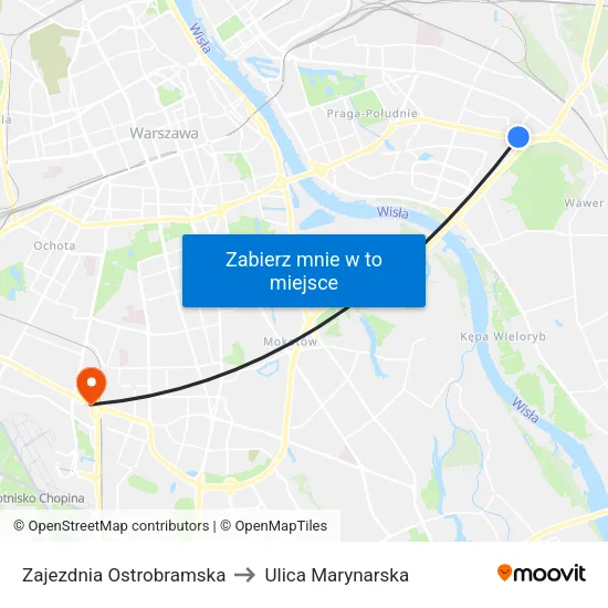 Zajezdnia Ostrobramska to Ulica Marynarska map