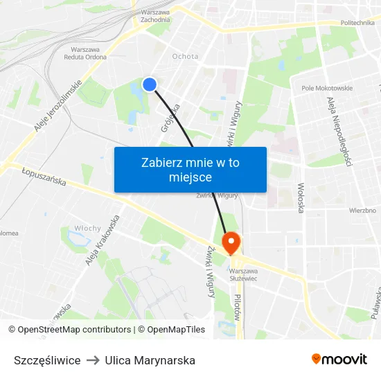 Szczęśliwice to Ulica Marynarska map
