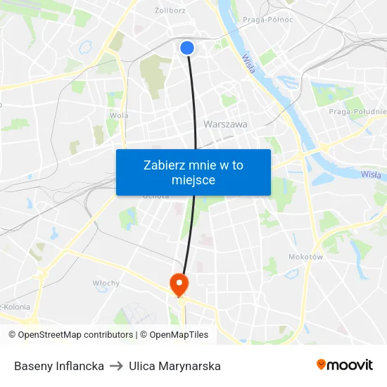 Baseny Inflancka to Ulica Marynarska map