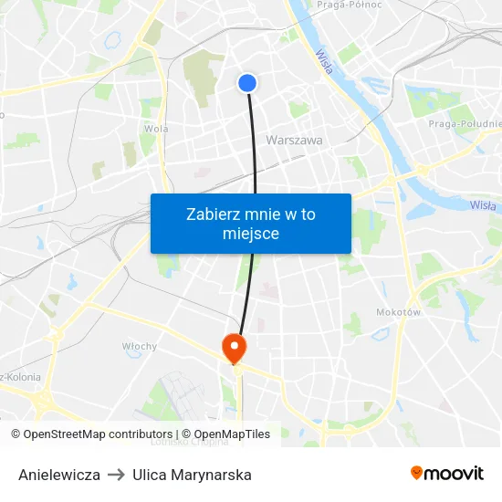 Anielewicza to Ulica Marynarska map