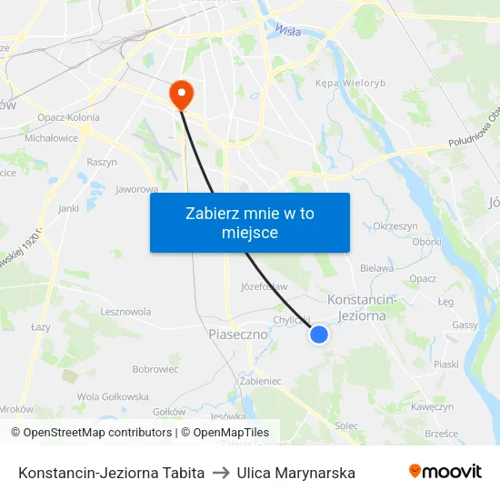 Konstancin-Jeziorna Tabita to Ulica Marynarska map