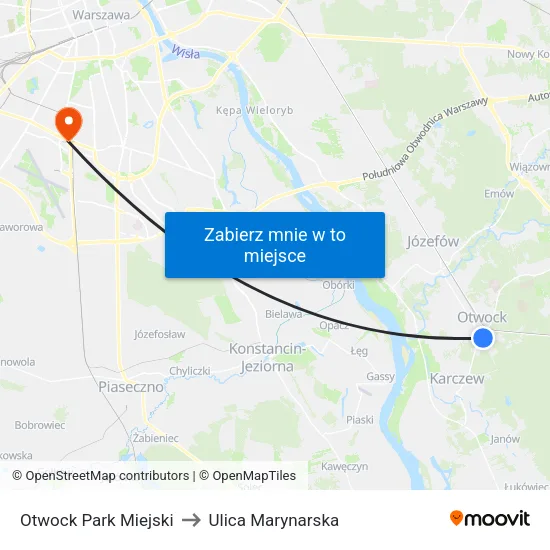 Otwock Park Miejski to Ulica Marynarska map