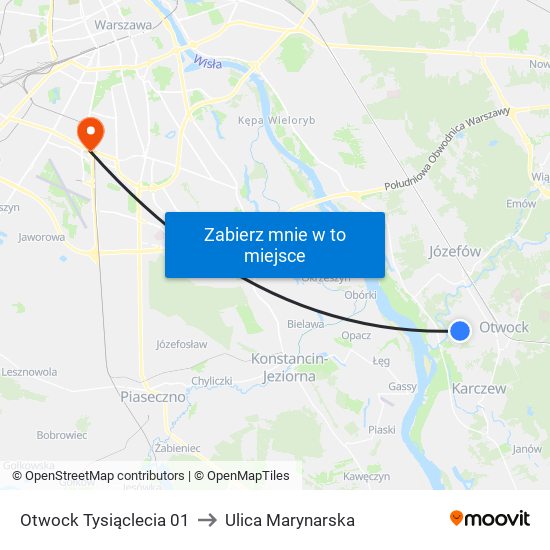 Otwock Tysiąclecia 01 to Ulica Marynarska map