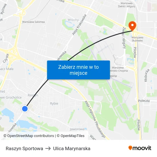 Raszyn Sportowa to Ulica Marynarska map