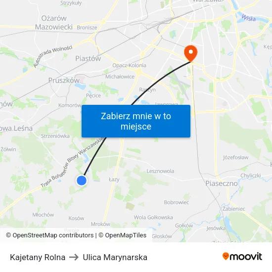 Kajetany Rolna to Ulica Marynarska map