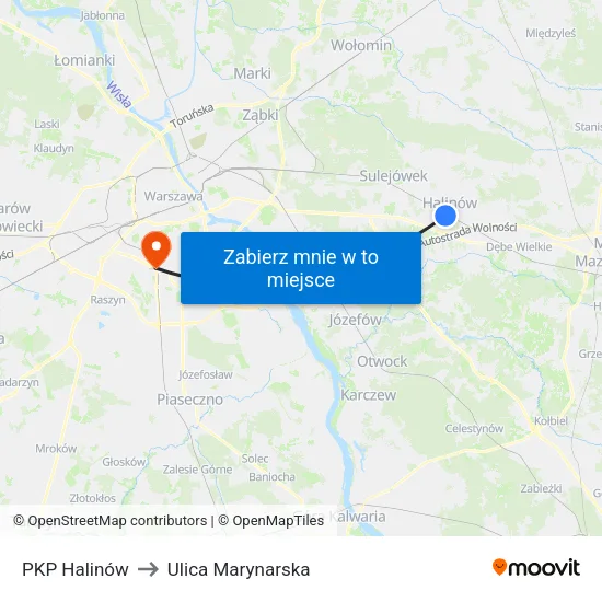 PKP Halinów to Ulica Marynarska map