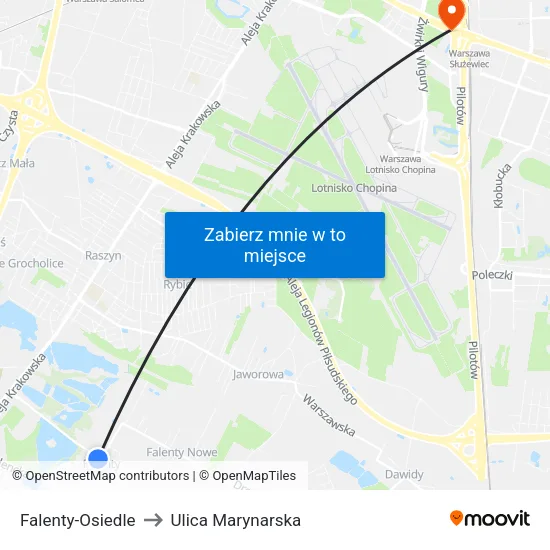 Falenty - Osiedle to Ulica Marynarska map