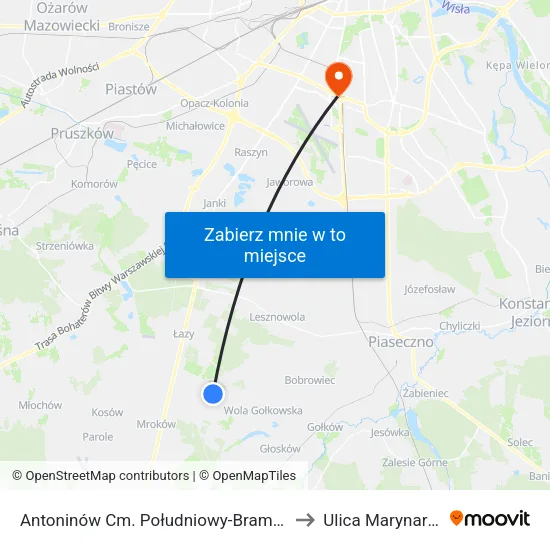 Antoninów Cm. Południowy - Brama Płd. to Ulica Marynarska map