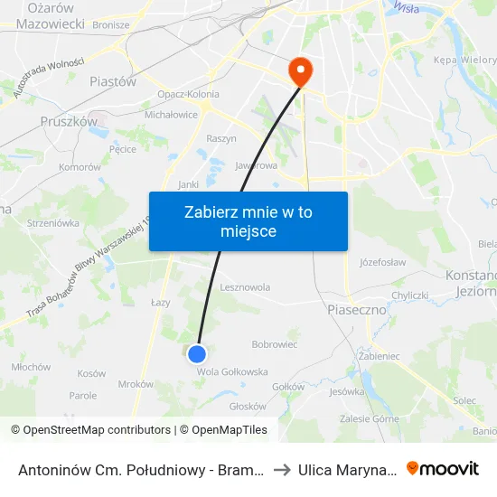 Antoninów Cm. Południowy - Brama Wsch. to Ulica Marynarska map