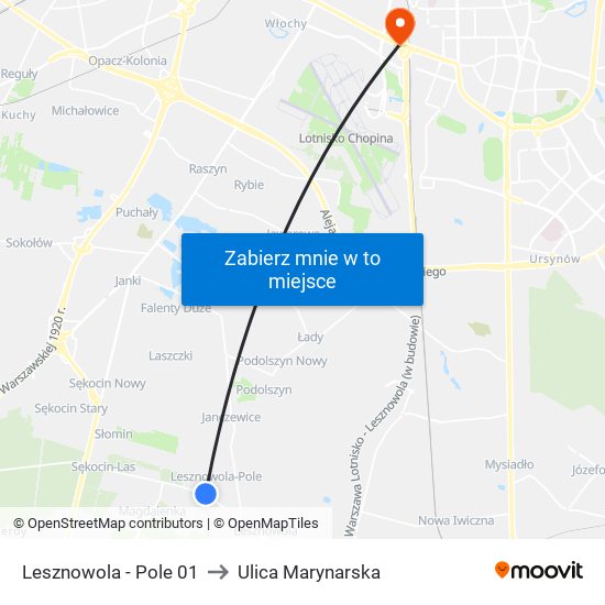 Lesznowola - Pole 01 to Ulica Marynarska map