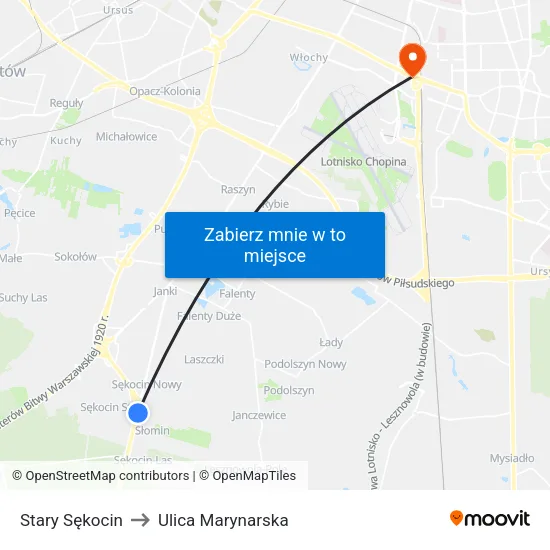 Stary Sękocin to Ulica Marynarska map