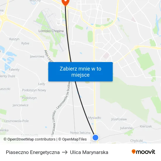 Piaseczno Energetyczna to Ulica Marynarska map