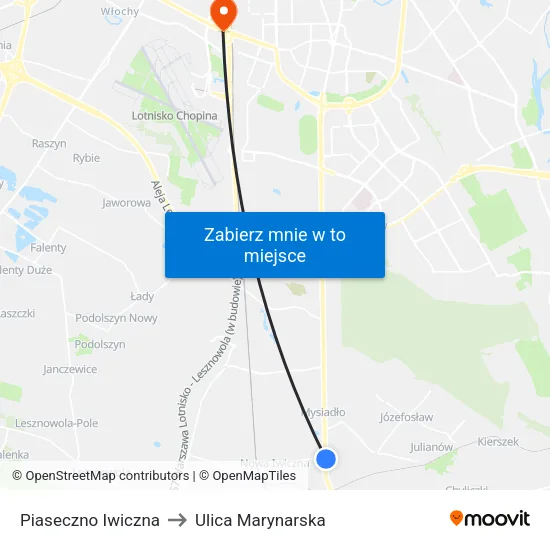 Piaseczno Iwiczna to Ulica Marynarska map