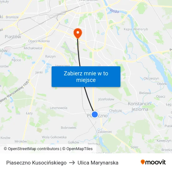 Piaseczno Kusocińskiego to Ulica Marynarska map