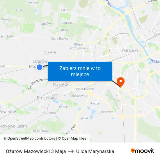 Ożarów Mazowiecki 3 Maja to Ulica Marynarska map