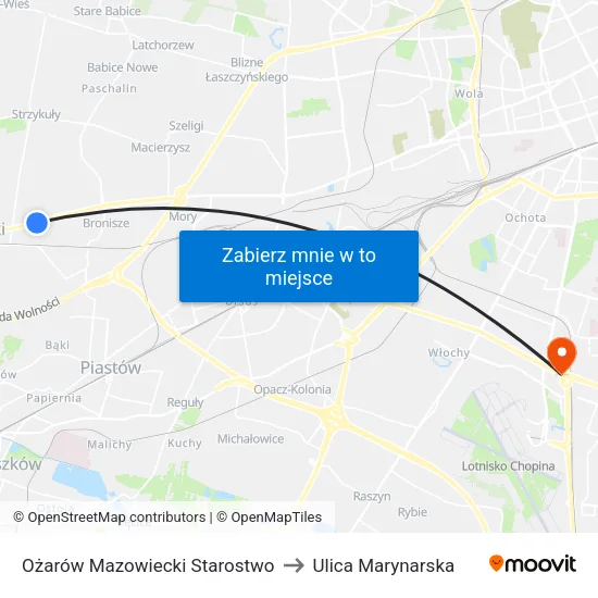 Ożarów Mazowiecki Starostwo to Ulica Marynarska map