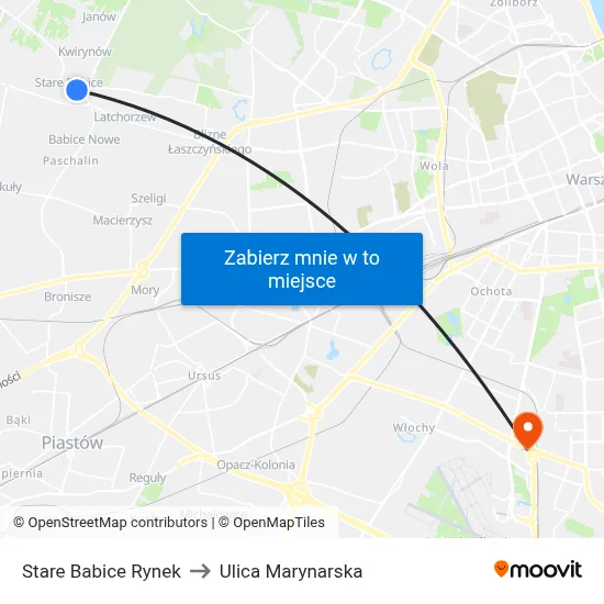 Stare Babice Rynek to Ulica Marynarska map
