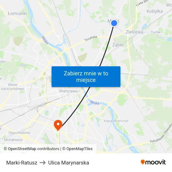 Marki - Ratusz to Ulica Marynarska map