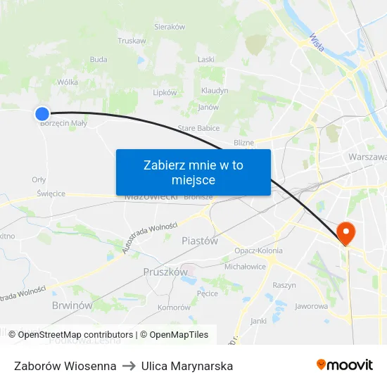 Zaborów Wiosenna to Ulica Marynarska map
