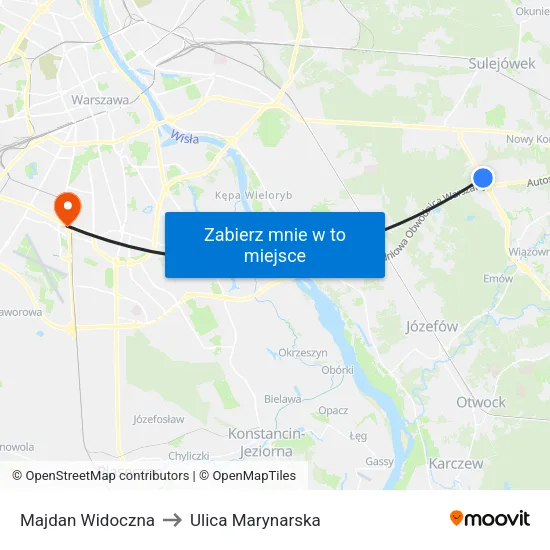 Majdan Widoczna to Ulica Marynarska map