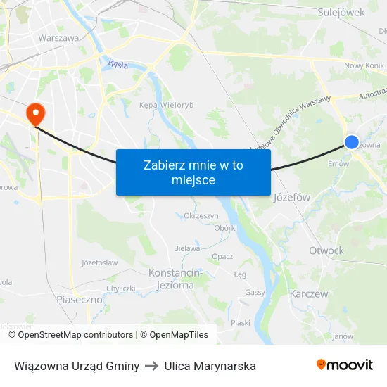 Wiązowna Urząd Gminy to Ulica Marynarska map