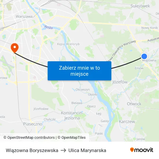 Wiązowna Boryszewska to Ulica Marynarska map