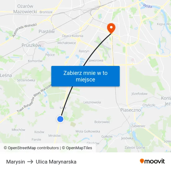 Marysin to Ulica Marynarska map