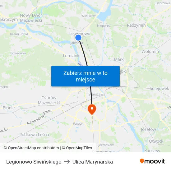 Legionowo Siwińskiego to Ulica Marynarska map