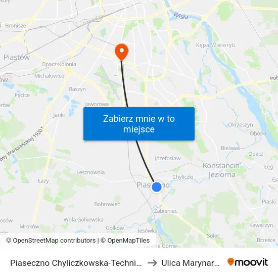 Piaseczno Chyliczkowska - Technikum to Ulica Marynarska map