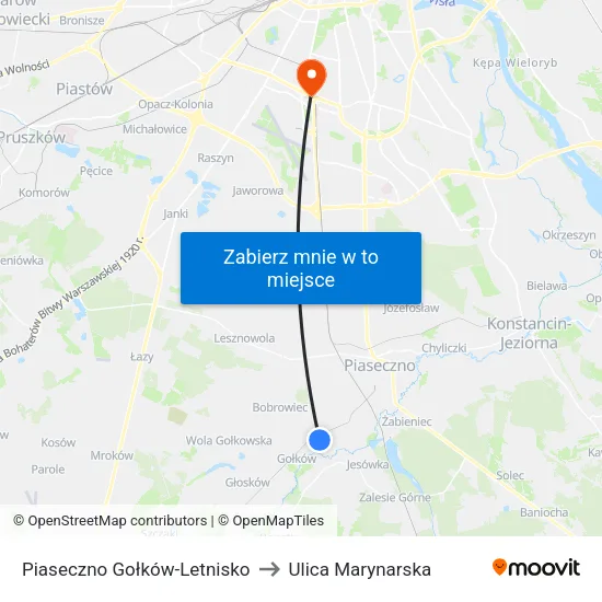 Piaseczno Gołków - Letnisko to Ulica Marynarska map